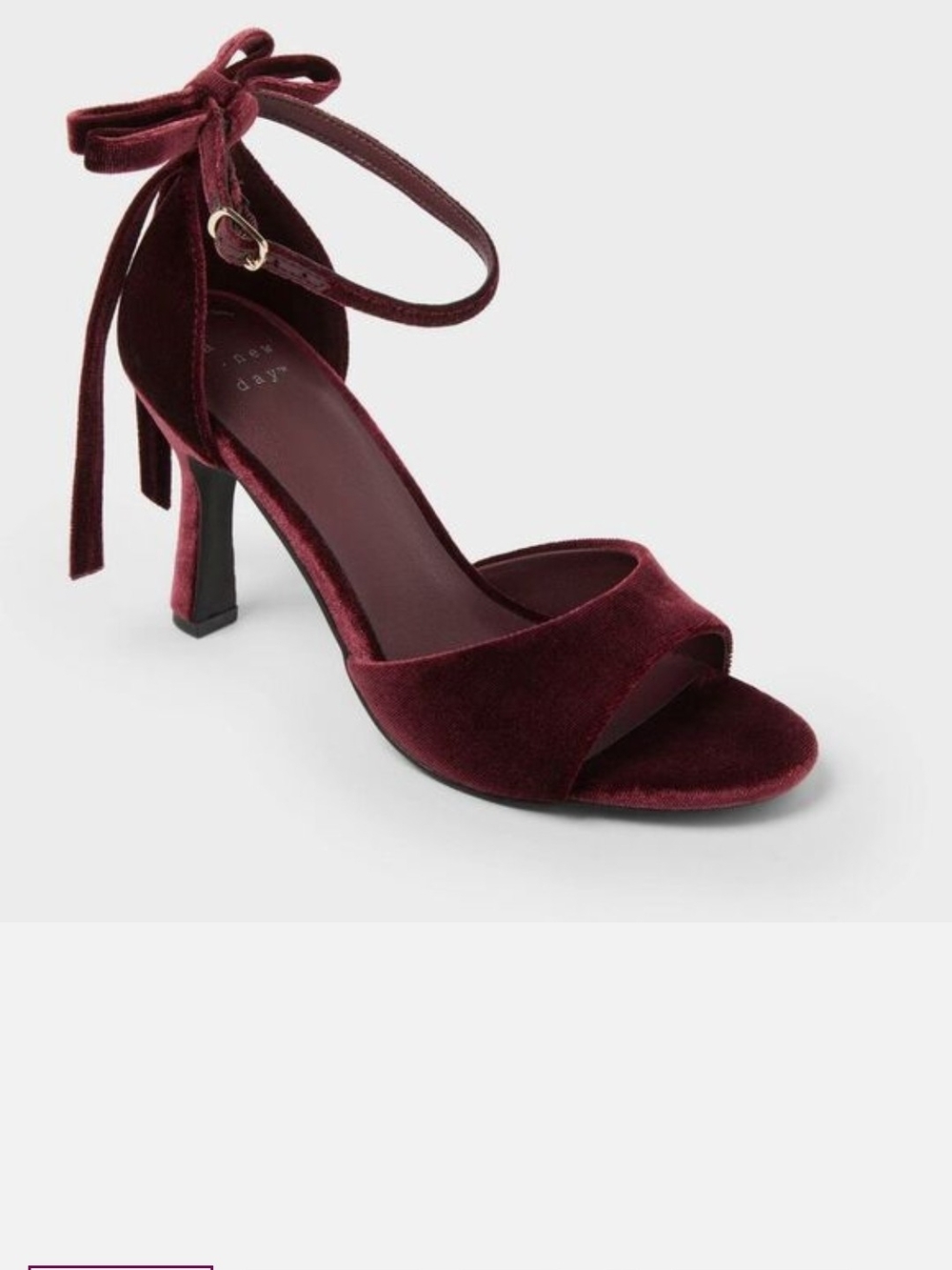 a new day Velvet Ankle-Tie Open-Toe Heel - Burgundy